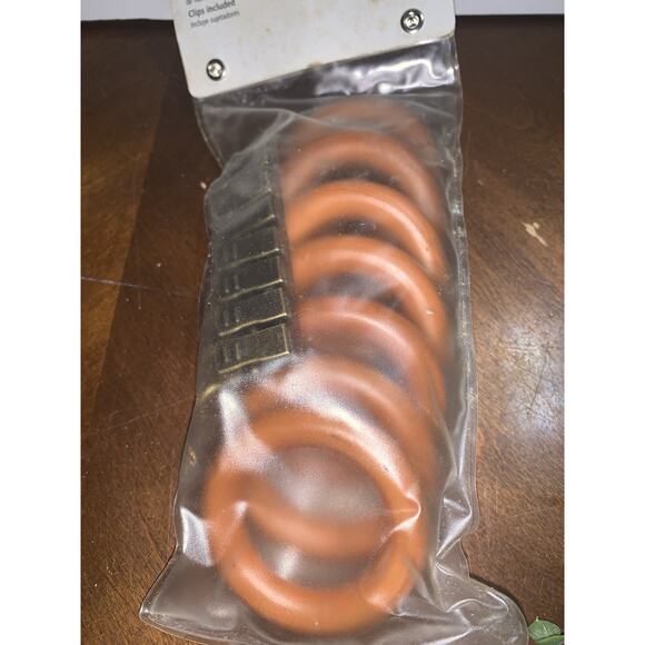 Vintage 7 Pcs Lt Oak Drapery Curtains Rings 2 3/4” Rings Screw Eyes - Picture 3 of 3